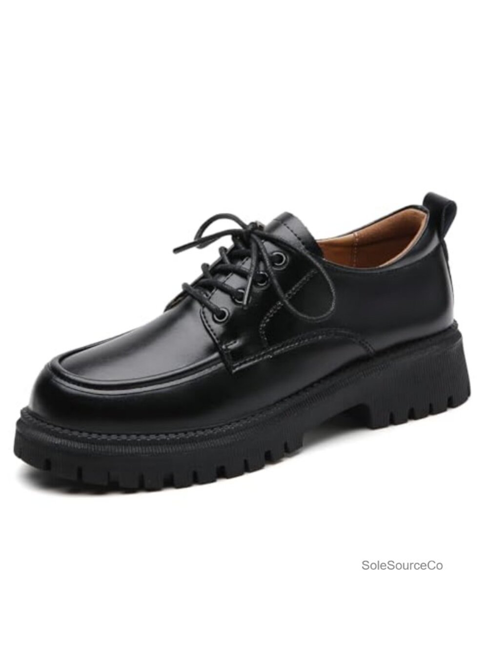 Black Women's Lace-Up Platform Oxfords Leather Business Dress Shoes